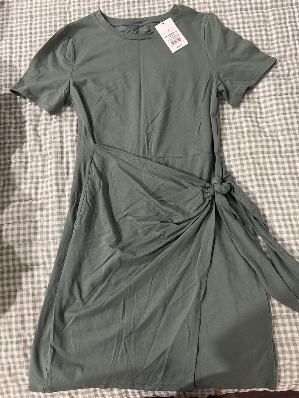 a new day Sage Knot-Front Short Sleeve Dress